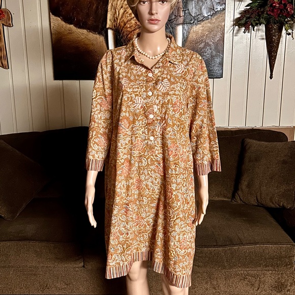 Marketplace • 1X-Large • Fall Colors • Brown/Beige • Embroidery • Floral • Dress - Picture 2 of 13